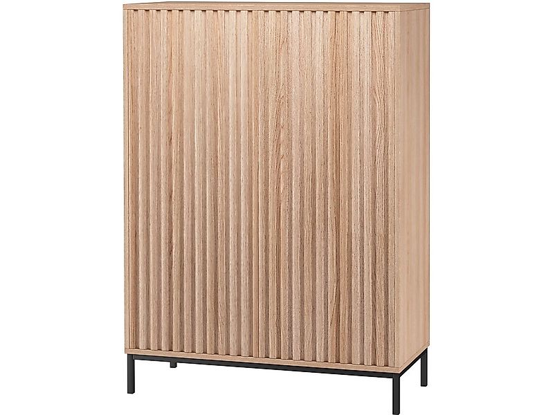 loft24 Hochschrank Cecilie Highboard mit geriffelten Fronten, Metallgestell günstig online kaufen