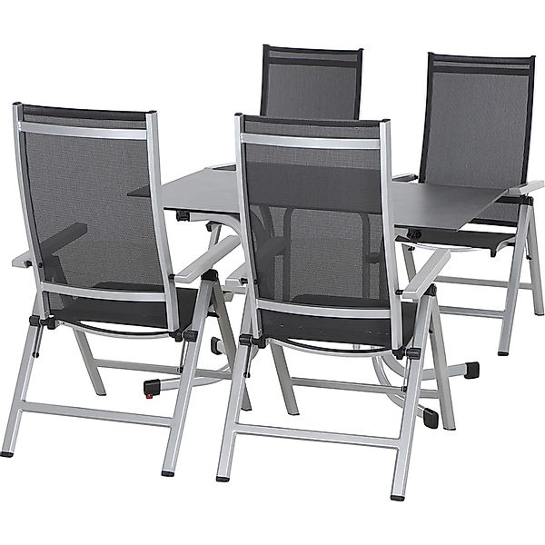 Siena Garden Dining-Set Argos 5-teilig 4 x Klappsessel 1 x Klapptisch günstig online kaufen