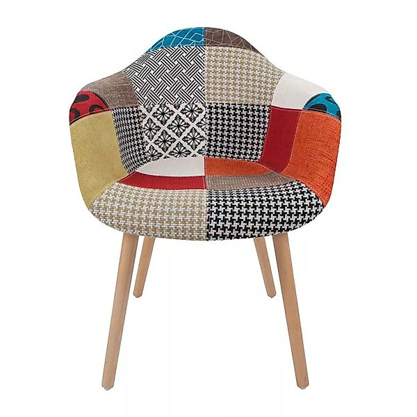 Patchwork Stuhl Set in Bunt Massivholzgestell (2er Set) günstig online kaufen