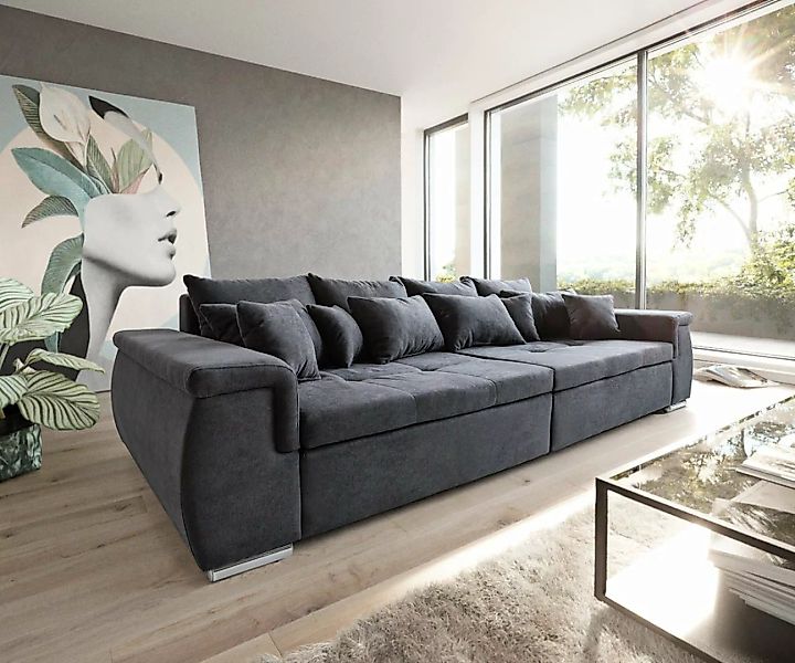 DELIFE Big-Sofa Navin, Graphite 275x116 cm Sofa mit Kissen günstig online kaufen