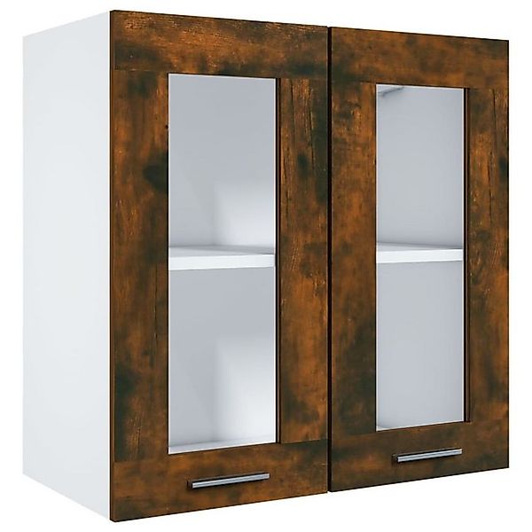 vidaXL Hängeschrank Wandhängeschrank Glas Räuchereiche 60x31x60 cm Holzwerk günstig online kaufen