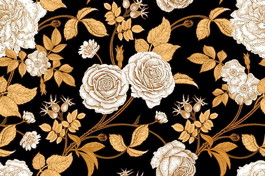 Papermoon Fototapete »BLUMEN ABSTRAKT-MUSTER DESIGN ROSEN DEKO VINTAGE RETR günstig online kaufen