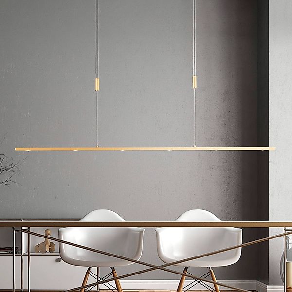 Quitani LED-Pendellampe Tolu, Länge 139 cm, messing günstig online kaufen