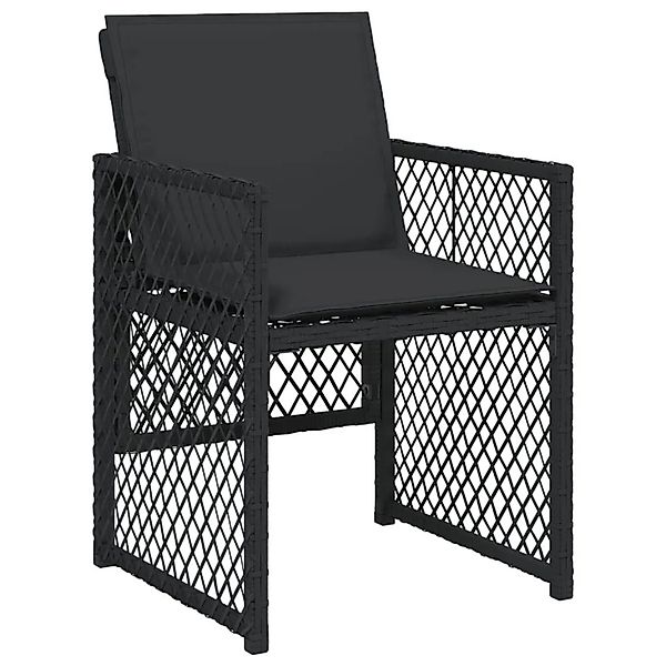 vidaXL Gartenstühle mit Kissen 4 Stk Schwarz Poly Rattan 364950 günstig online kaufen