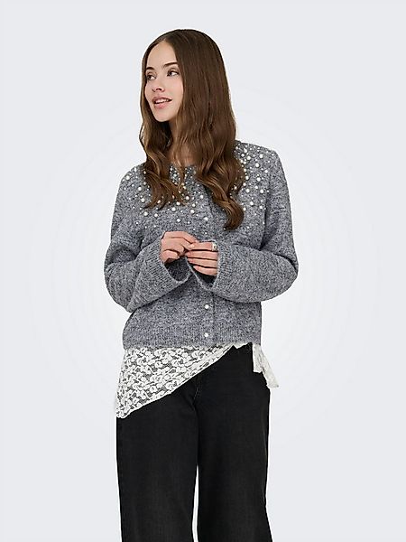 ONLY Strickjacke ONLMIGGIE LS O-NECK PEARL CARDIGA EX KNT Materialmix, regu günstig online kaufen