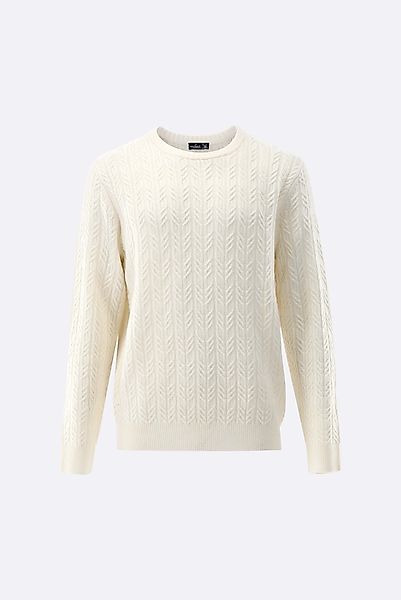 Rundhalspullover mit Zopfstrick und Kaschmir günstig online kaufen