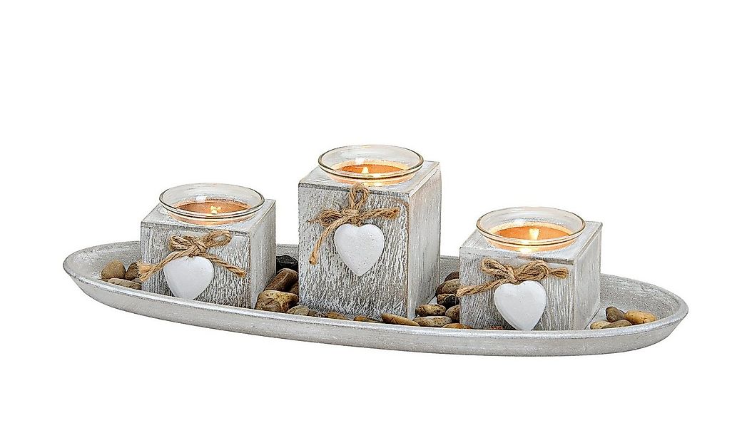 Spetebo Kerzentablett Teelichthalter Deko Set 8-teilig - shabby weiß (Set, günstig online kaufen