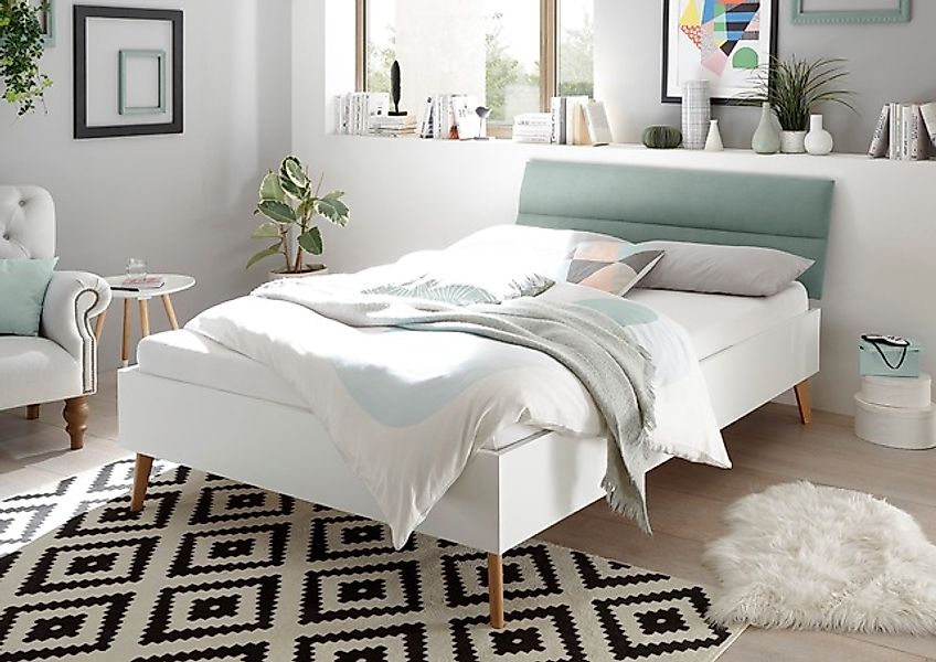 andas Einzelbett »MERLE Bett im skandinavischen Design, Bettgestell mit Mas günstig online kaufen