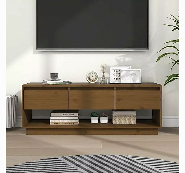 vidaXL TV-Schrank TV-Schrank Honigbraun 110,5x34x40 cm Massivholz Kiefer Lo günstig online kaufen