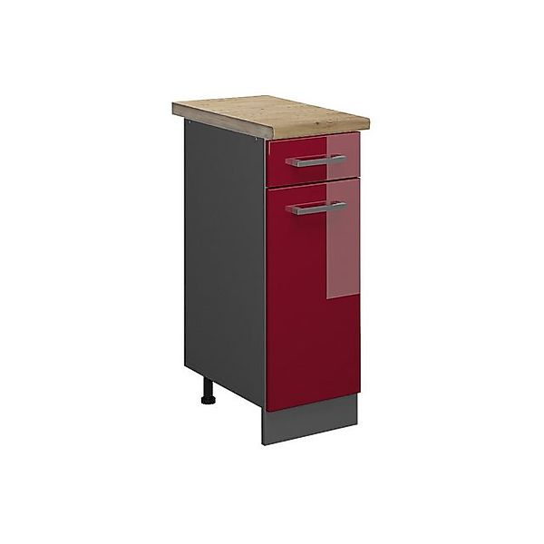 Vicco Küchenunterschrank R-Line Bordeaux Hochglanz/Anthrazit 30 cm AP Eiche günstig online kaufen