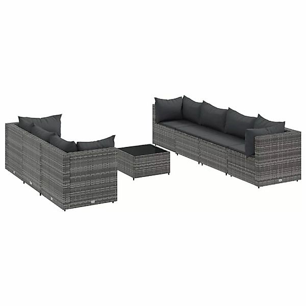 vidaXL 8-tlg Garten-Lounge-Set mit Kissen Grau Poly Rattan Modell 83 günstig online kaufen