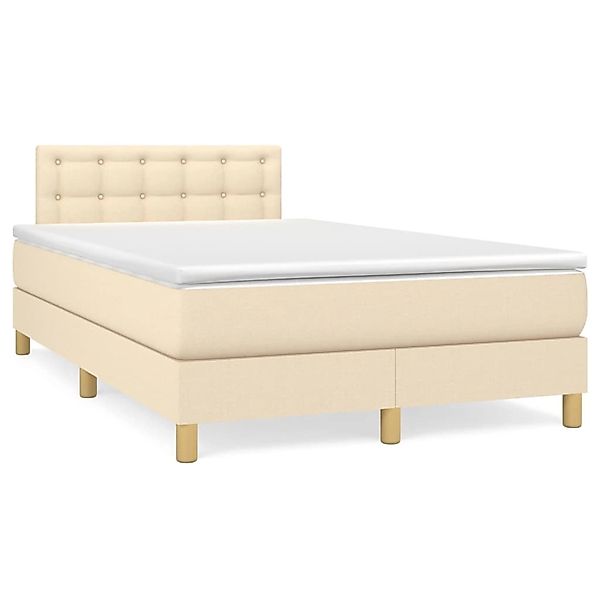 vidaXL Boxspringbett Boxspringbett mit Matratze Creme 120x200 cm Stoff Bett günstig online kaufen