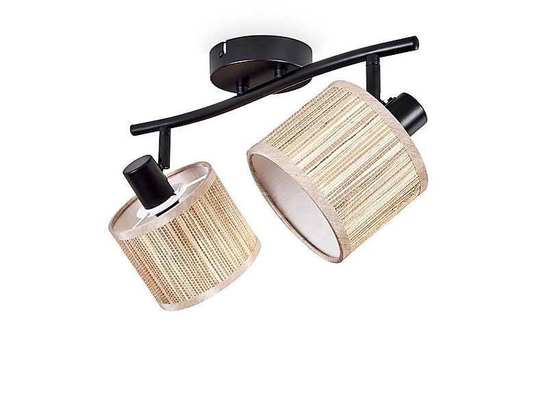 hofstein Deckenleuchte moderne Deckenlampe aus Metall/Seegras in Schwarz/Na günstig online kaufen