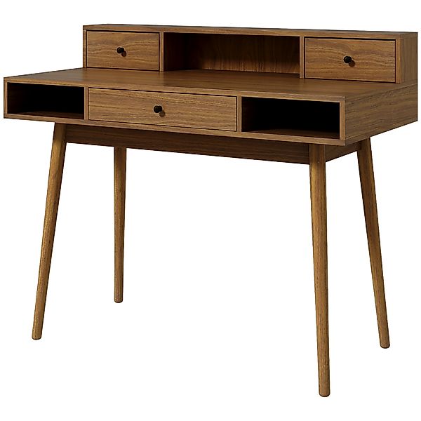HOMCOM Computertisch Schreibtisch Vintage-Design mit 3 Schubladen 3 Fächern günstig online kaufen