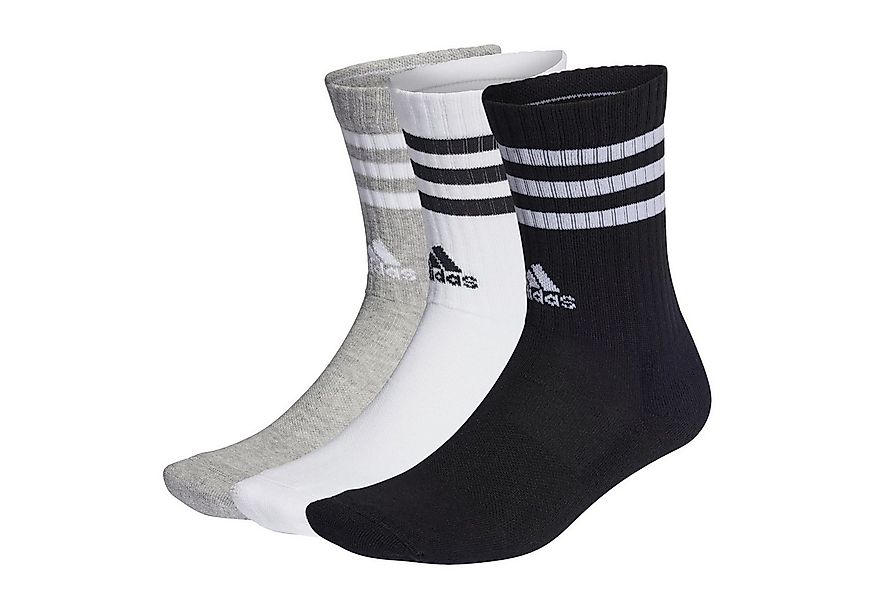 adidas Performance Sportsocken Crew 3-Streifen Cushioned #23 grau/weiss/sch günstig online kaufen