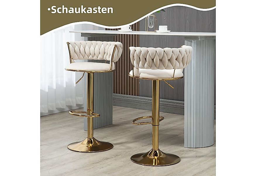 LVHOM Barhocker silber/goldene Stuhlbeine, Moderne Samt-Hochstuhl/Barstuhl günstig online kaufen