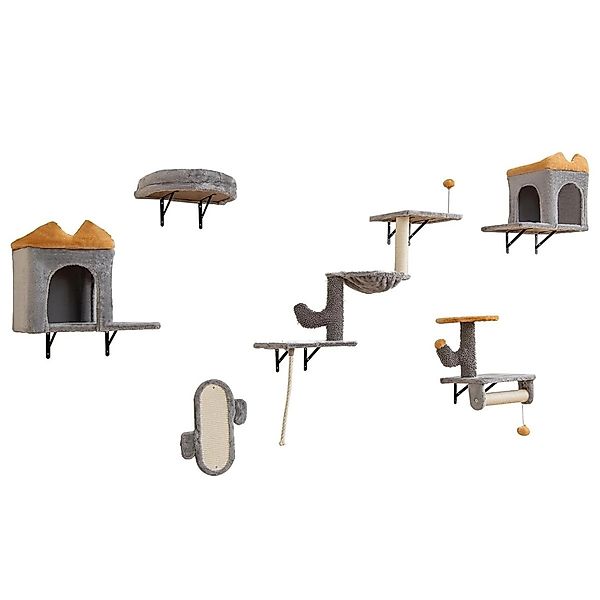 Costway Katzentreppe Kletterbaum 6 PCS Kletterwand Katzen Grau günstig online kaufen