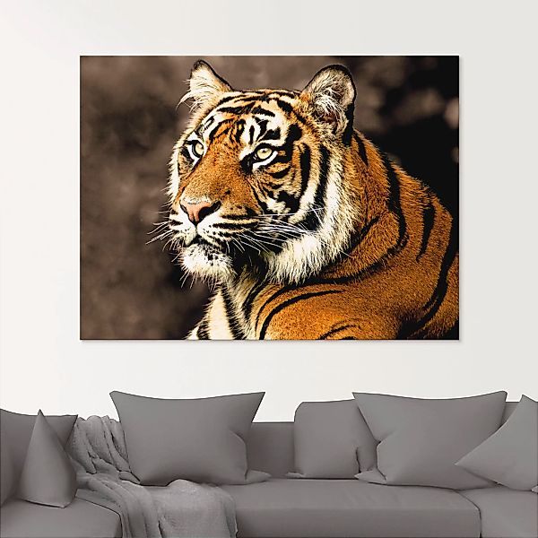 Artland Glasbild »Tiger_sepia«, Wildtiere, (1 St.), in verschiedenen Größen günstig online kaufen
