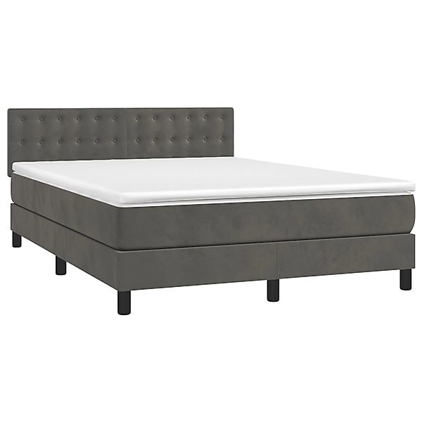 vidaXL Boxspringbett mit Matratze & LED Dunkelgrau 140x200 cm Samt 3134646 günstig online kaufen