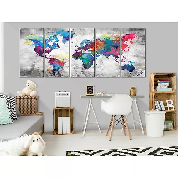 Bild auf Leinwand World Map: Spilt Paint XXL günstig online kaufen