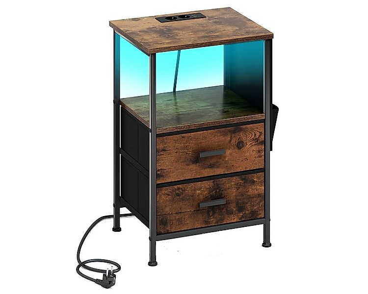 COSTWAY Nachttisch (1-St), mit LED, Ladestation, USB-Anschlüsse&Schubladen günstig online kaufen