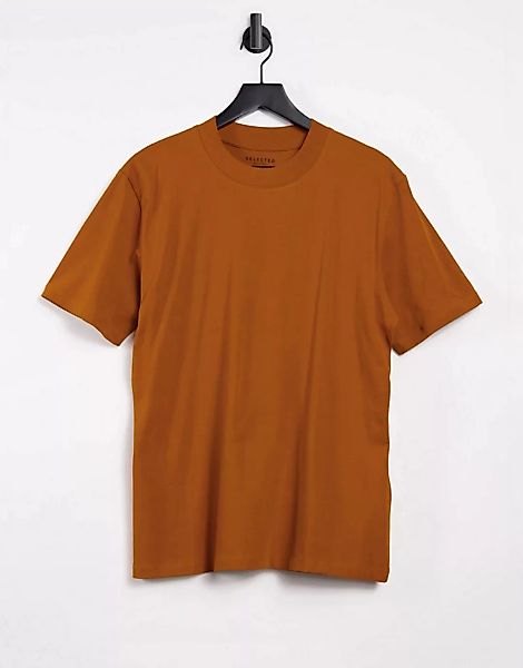 Selected Homme – Hochgeschlossenes T-Shirt in Orange günstig online kaufen