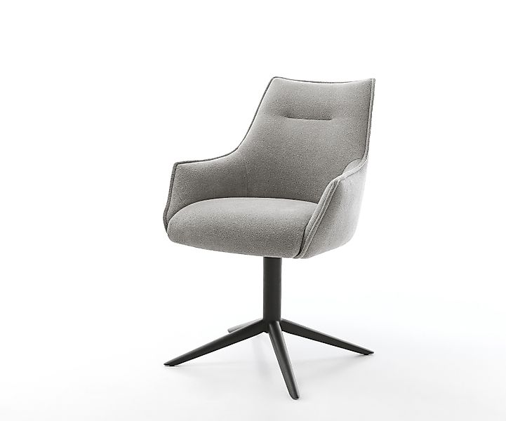 Drehstuhl Alja-Flex mit Armlehnen Strukturstoff Soft Grau Fußkreuz Schwarz günstig online kaufen