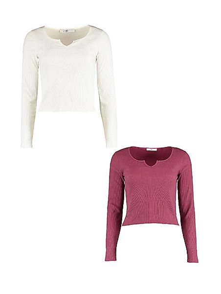 HaILY’S Blusenshirt Shirt 2er-Set Figurbetont Rippoptik günstig online kaufen