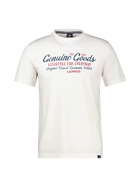 LERROS T-Shirt "LERROS T-Shirt unifarben mit Print und 1/2-Ärmeln" günstig online kaufen