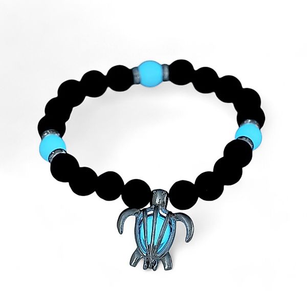 Eyecatcher Armkette Armband schwarze Lavasteine blau günstig online kaufen