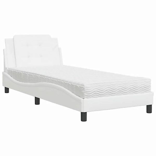 vidaXL Bett Bett mit Matratze Weiß 90x200 cm Kunstleder günstig online kaufen