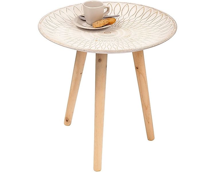 Beistelltisch Weiß/Naturfarbener Holz-Beistelltisch günstig online kaufen