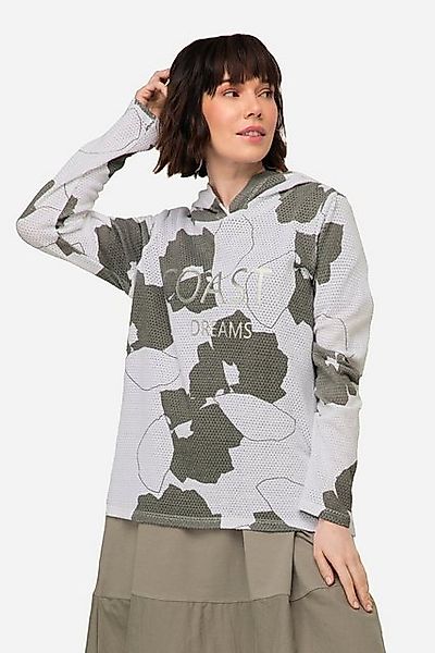 Laurasøn Sweatshirt Hoodie Blätter Print Netz-Kapuze Langarm günstig online kaufen