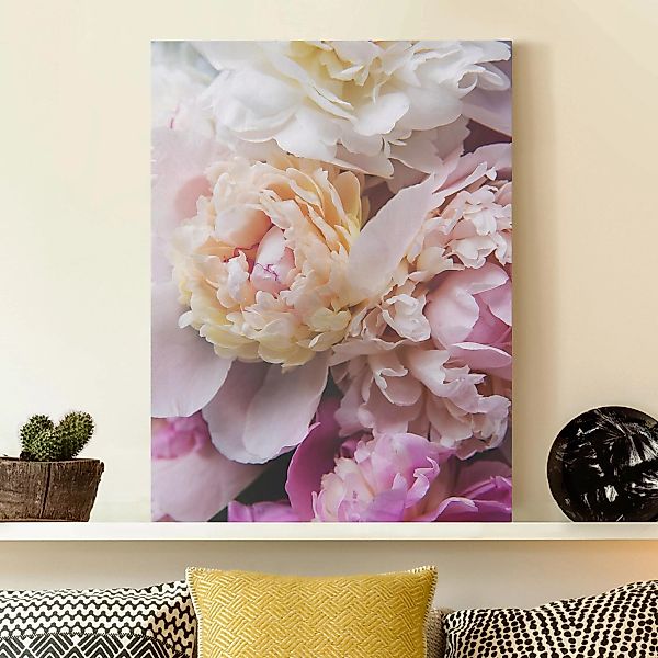 Leinwandbild Blumen - Hochformat Blühende Pfingstrosen günstig online kaufen