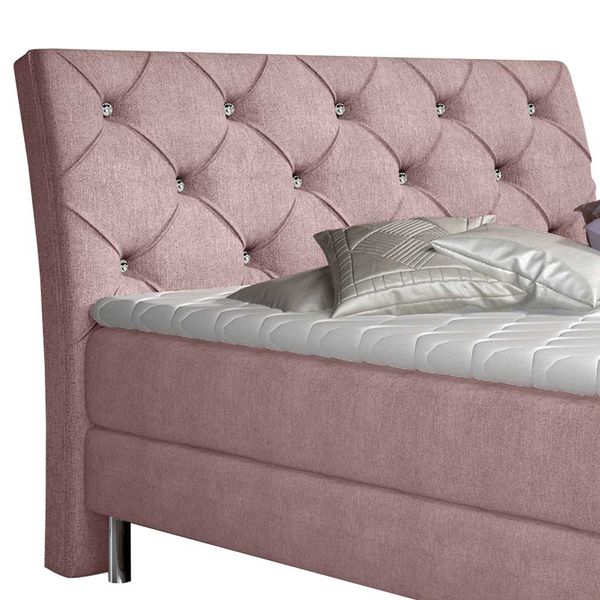 Bett Funktion Stauraum Bett in Hellrosa aus Webstoff günstig online kaufen