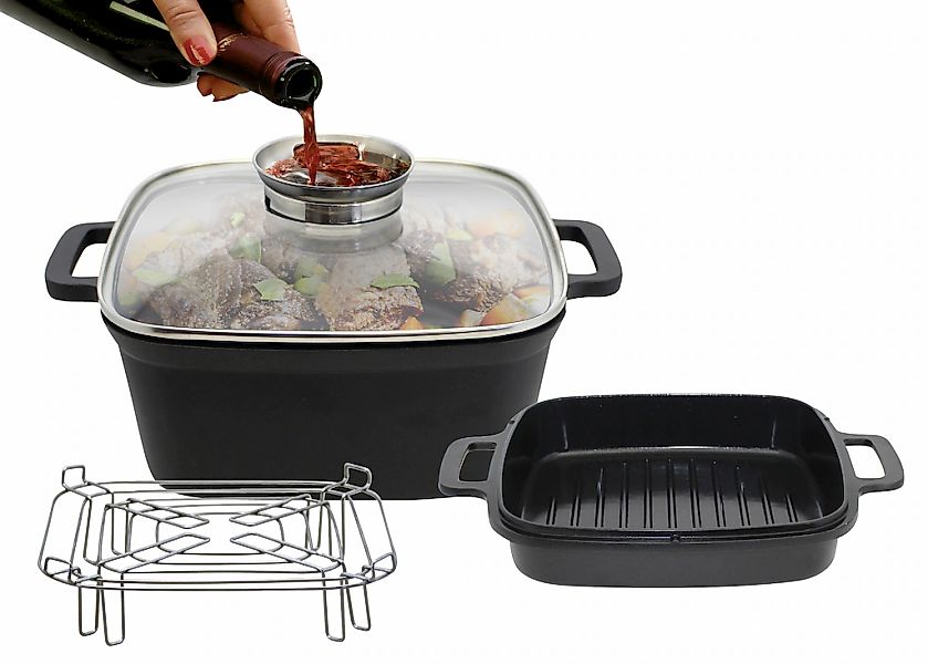 Elo Basic Bräter "Multifunktionstopf-Set Cubus" Set, 4 Stk. tlg. Aluminiumg günstig online kaufen