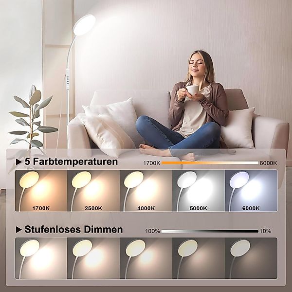 LMaxhome Stehlampe Dimmbare LED Wohnzimmerlampe Leselampe günstig online kaufen