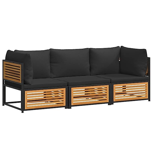 vidaXL 3-Tlg Garten-Sofagarnitur mit Kissen Massivholz Akazie 3214888 günstig online kaufen