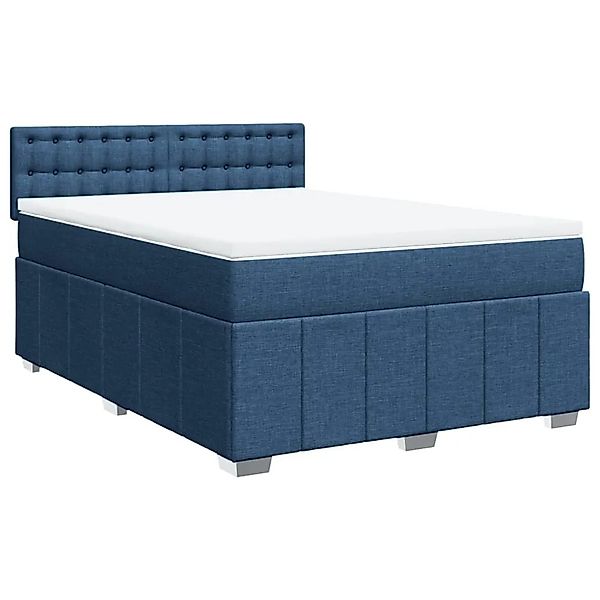 vidaXL Boxspringbett mit Matratze Blau 140x200 cm Stoff 3289411 günstig online kaufen