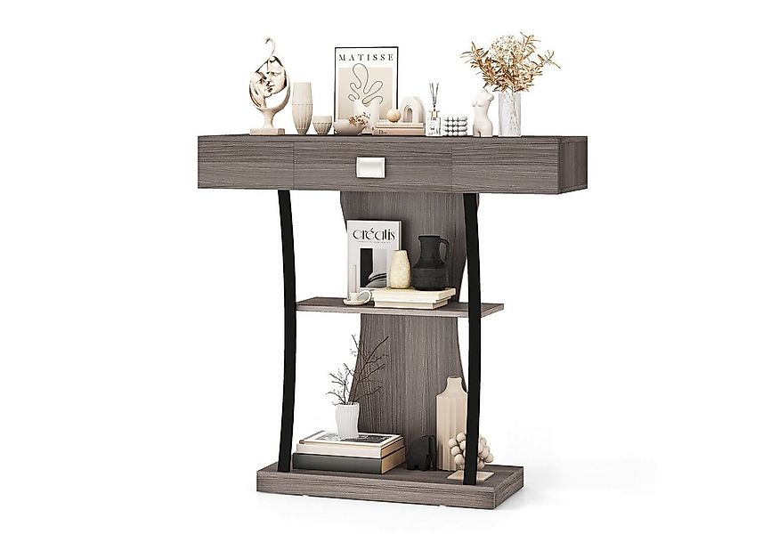 COSTWAY Konsolentisch, Schmal mit Schubladen & Ablagen, Flurtisch Holz günstig online kaufen