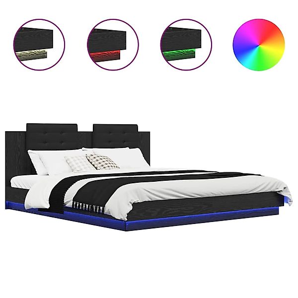 vidaXL Bettgestell mit Kopfteil Schwarz Eichen-Optik 180 x 200 cm 3416336 günstig online kaufen