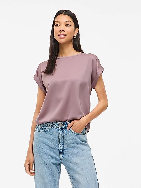 Vila Kurzarmshirt "VIELLETTE S/S SATIN TOP - NOOS", Satin Optik günstig online kaufen