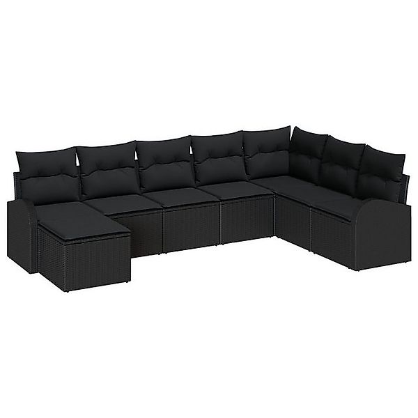 vidaXL Loungesofa 8-teilige Garten-Sofaset mit Kissen Schwarz Poly-Rattan, günstig online kaufen