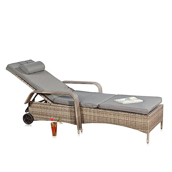 Feel2Home Gartenliege Sonnenliege Polyrattan Gartenlounge Liegestuhl günstig online kaufen