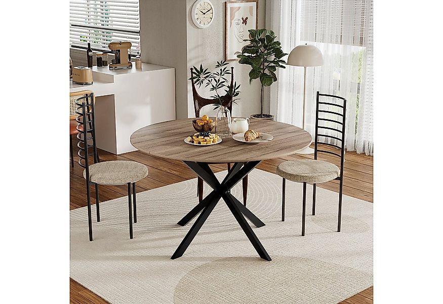 TWSOUL Esstisch Runder Hölzerner Küchentisch Retro Industrieller Esszimmert günstig online kaufen