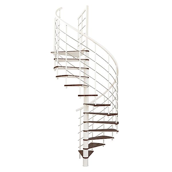 Minka Spindeltreppe Fusion Ø 120 cm Walnuss Weiß Raumhöhe bis 295 cm günstig online kaufen