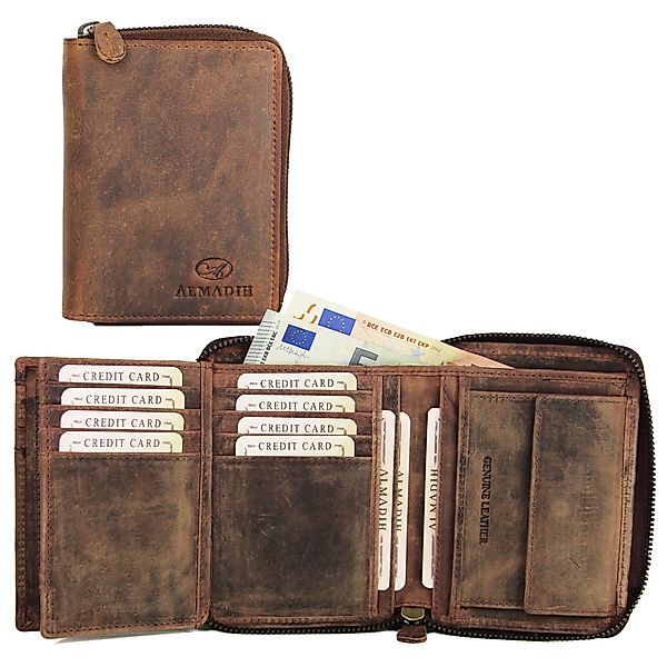ALMADIH Brieftasche Leder P2H-RV Portemonnaie RFID-Schutz Hochformat günstig online kaufen