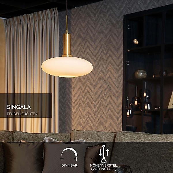 Pendelleuchte Singala in Beige und Gold E27 günstig online kaufen