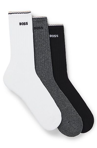 BOSS Socken Rib Stripe (3-Paar) Rippstrick, verstärkte Fersen- und Zehenpar günstig online kaufen