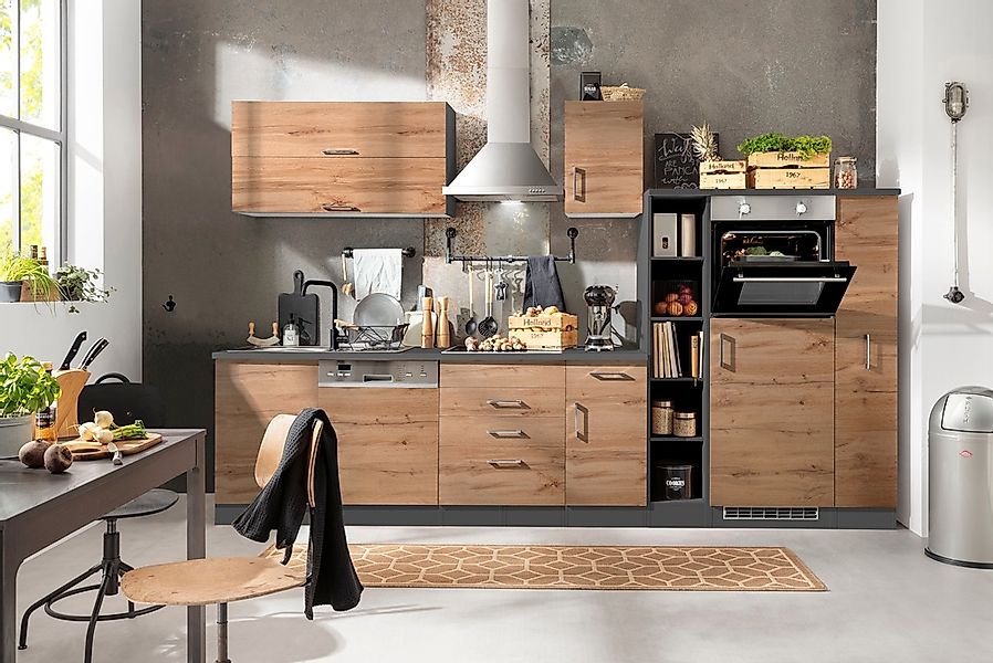 KOCHSTATION Küchenzeile »KS-Colmar«, mit E-Geräten, Breite 330 cm günstig online kaufen